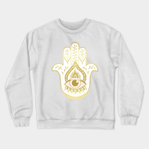 Golden Hamsa Hand Crewneck Sweatshirt by Barlena